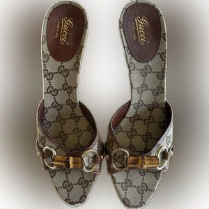 Gorgeous Gucci GG with bamboo horse bit heels. Worn once on carpet!